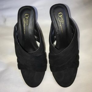 Olivia Black open toe heeled mules sz. 8